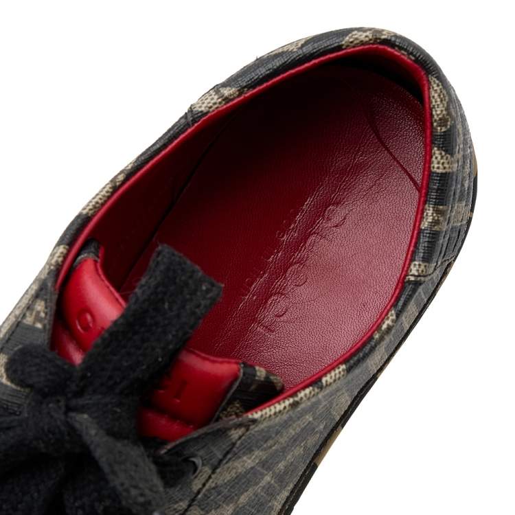 Pre Owned Gucci Black/Beige GG Supreme Canvas Caleido Low Top Sneakers Size 43.5