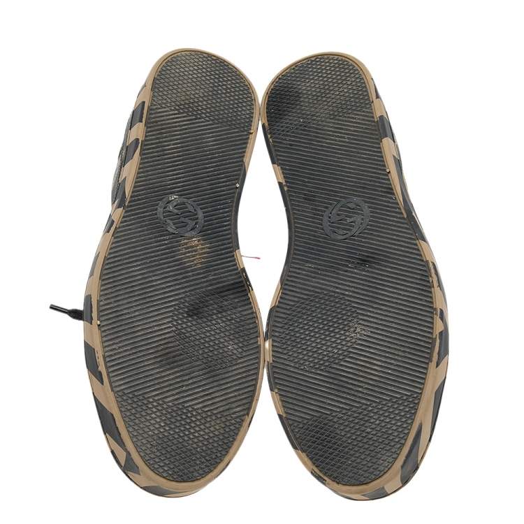 Pre Owned Gucci Black/Beige GG Supreme Canvas Caleido Low Top Sneakers Size 43.5