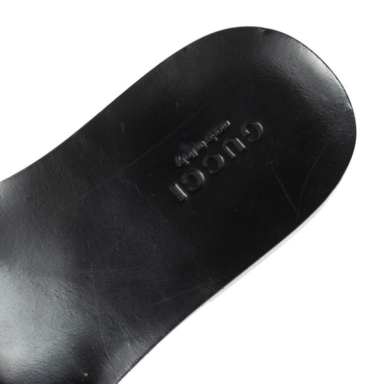 Pre Owned  Gucci Black Leather Horesebit Accent Flat Slippers Size 43