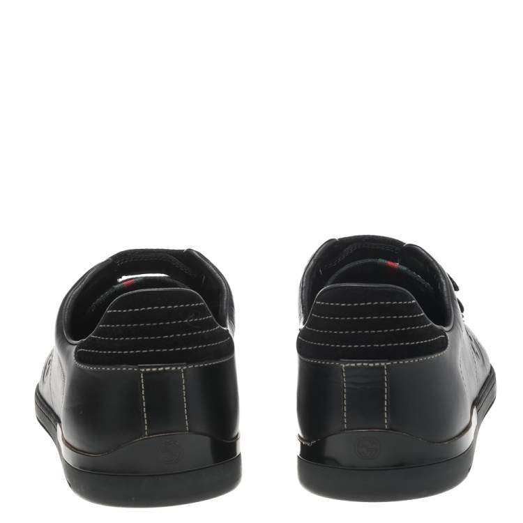 Pre Owned Gucci Black Leather Low Top Sneakers Size 42.5