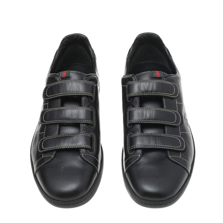 Pre Owned Gucci Black Leather Low Top Sneakers Size 42.5