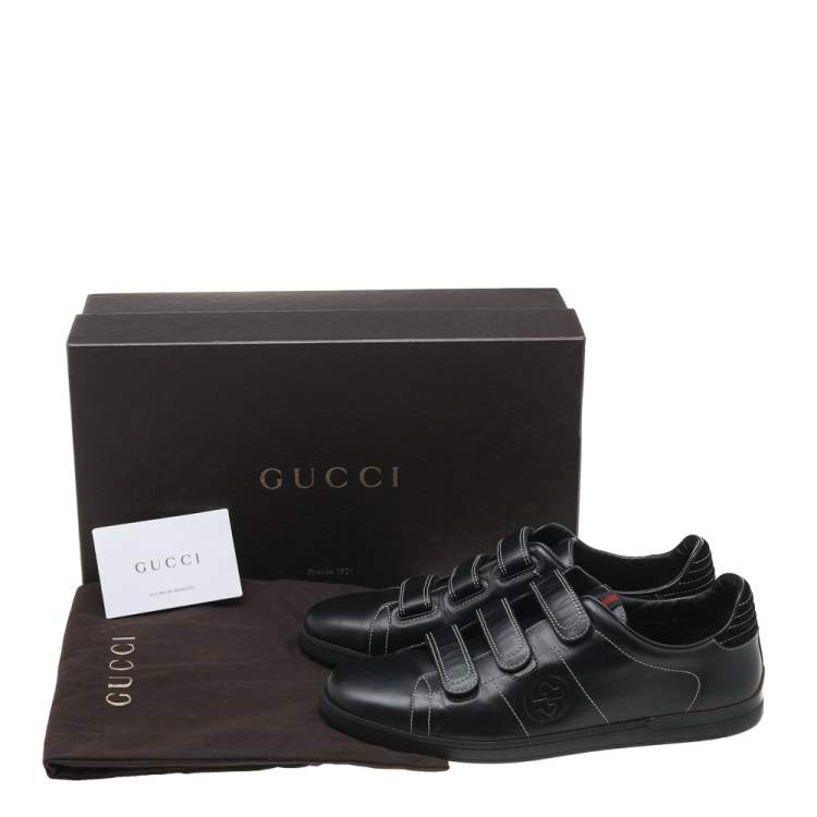 Pre Owned Gucci Black Leather Low Top Sneakers Size 42.5