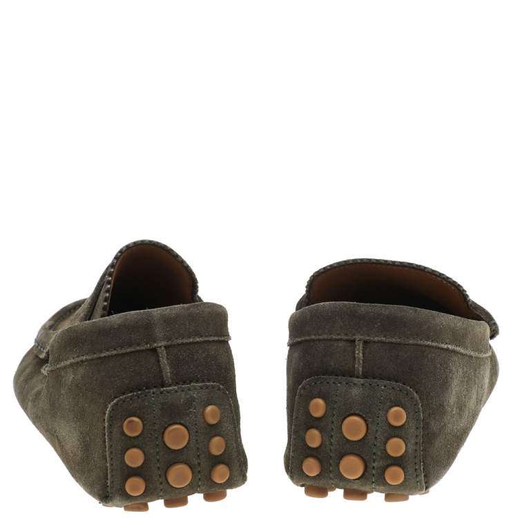 Pre Owned Gucci Green Suede Slip on Loafers Size 41