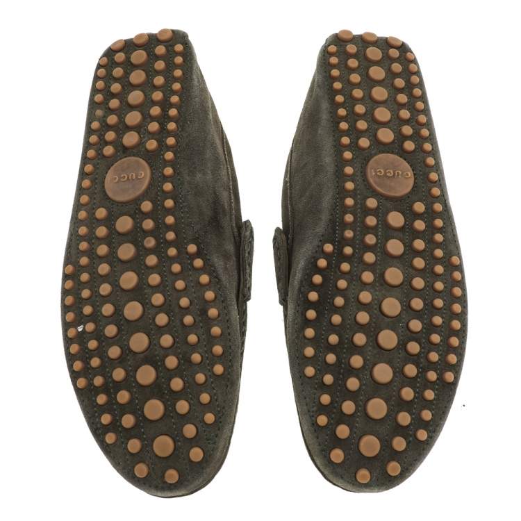 Pre Owned Gucci Green Suede Slip on Loafers Size 41