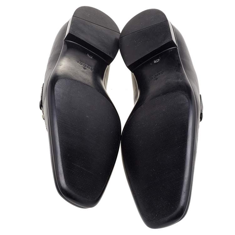 Pre Owned Gucci Black Leather Hysteria Horsebit Slip On Loafers Size 43.5