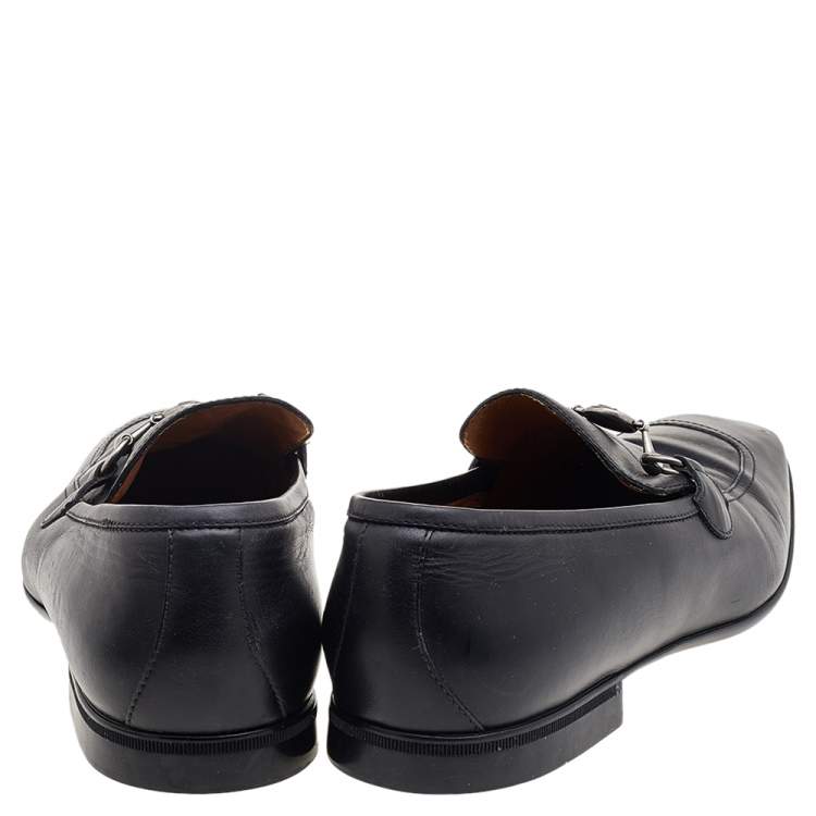 Pre Owned Gucci Black Leather Hysteria Horsebit Slip On Loafers Size 43.5