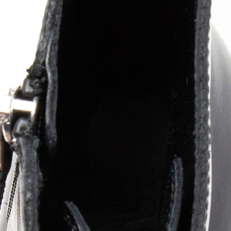 Pre Owned Gucci Black Leather Lace-Up Platform Combat Boots Size 44