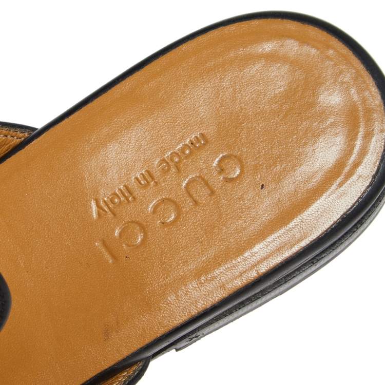 Pre Owned Gucci Black Leather Princetown Horsebit  Mule Sandals Size 42.5