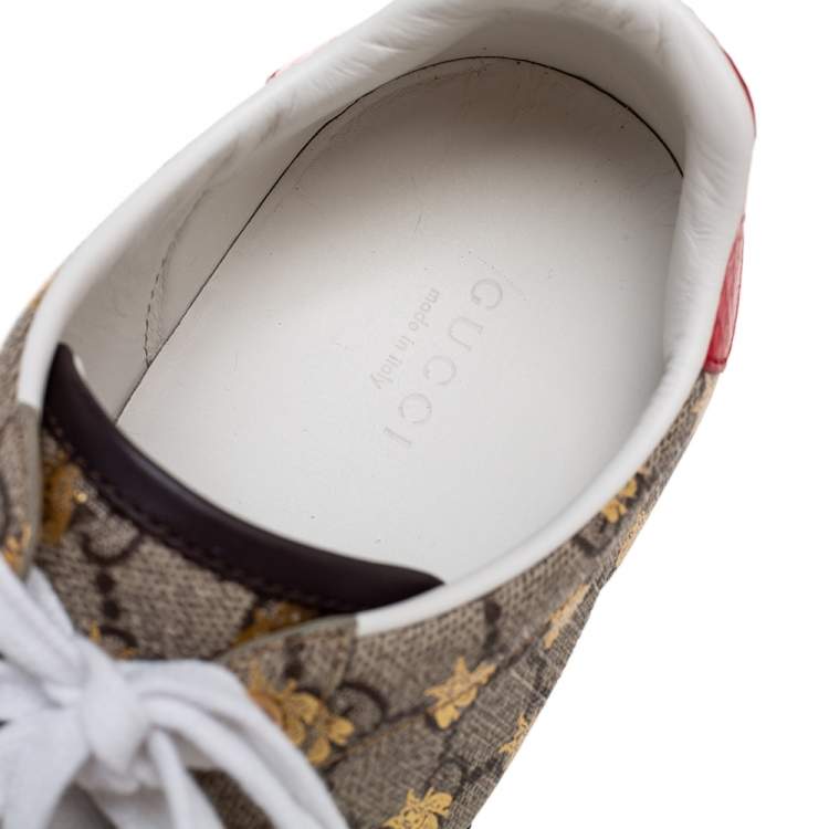Pre Owned Gucci Brown GG Supreme Canvas Bee Ace Low-Top Sneakers Size 40