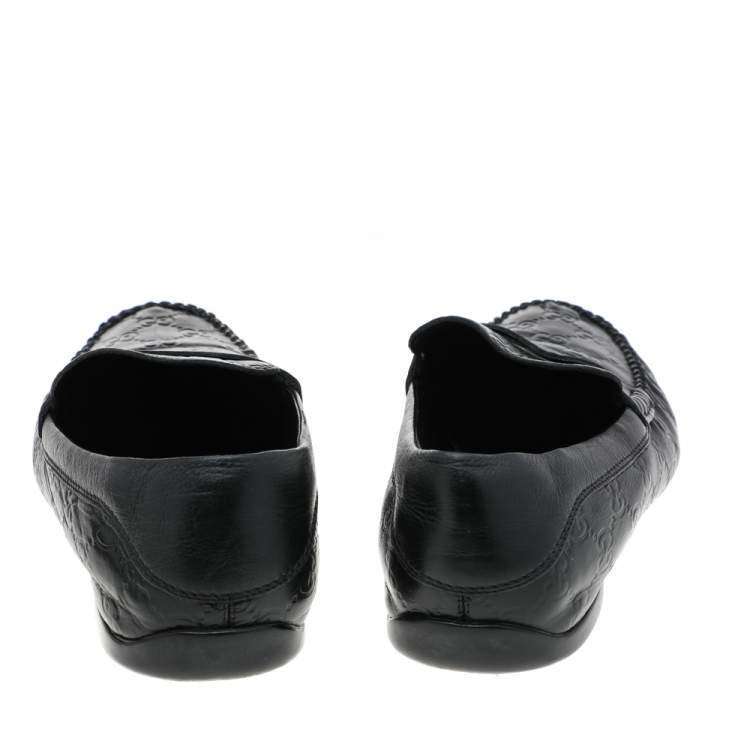 مملوكة مسبقًا Gucci Black Guccissima Leather Penny Slip On Loafers Size 42