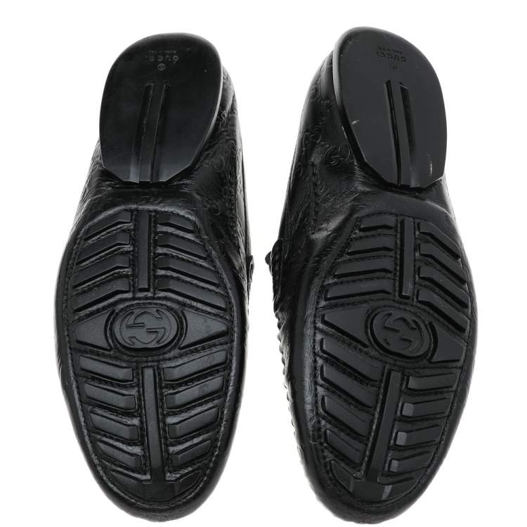 مملوكة مسبقًا Gucci Black Guccissima Leather Penny Slip On Loafers Size 42