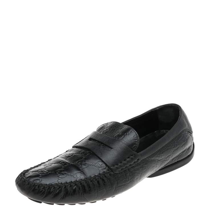 Gucci Black Guccissima Leather Slip On Sneakers Size 42 Gucci