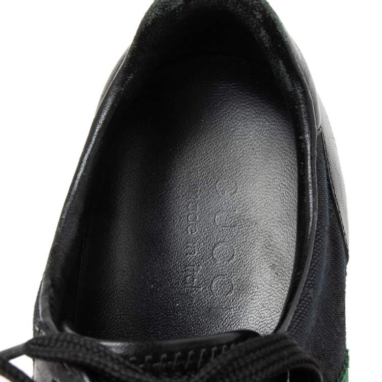 Pre Owned Gucci Black GG Canvas And Leather Web Low Top Sneakers Size 42.5