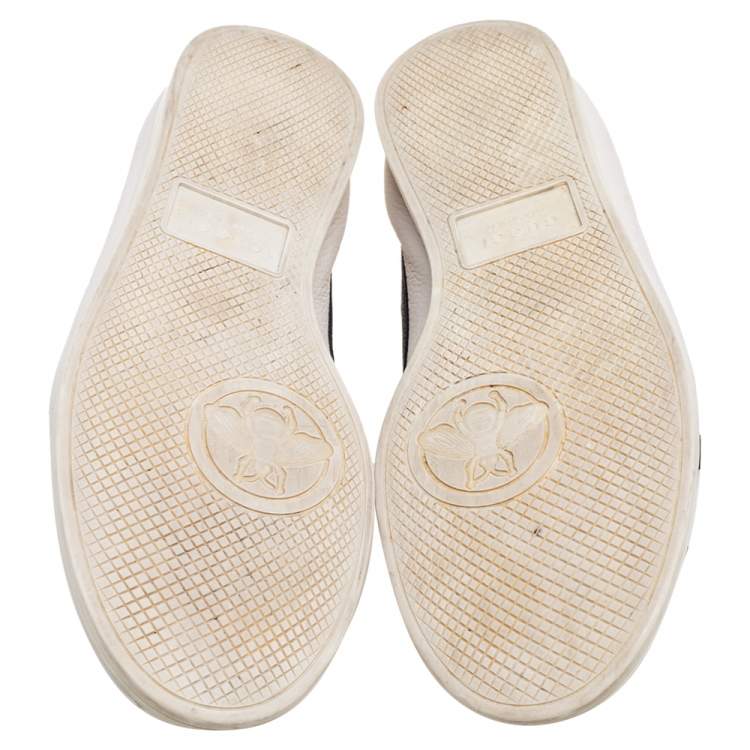 Pre Owned Gucci Off White Leather Flacer Web Low Top Sneakers Size 44