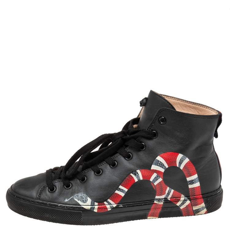 sekvens Rise Pounding Gucci Black Leather Kingsnake High Top Sneakers Size 39 Gucci | TLC