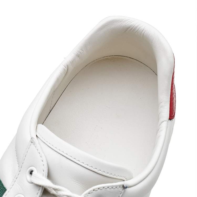 Pre Owned Gucci White Leather Ace Bee Embroidered Low Top Sneakers Size 43