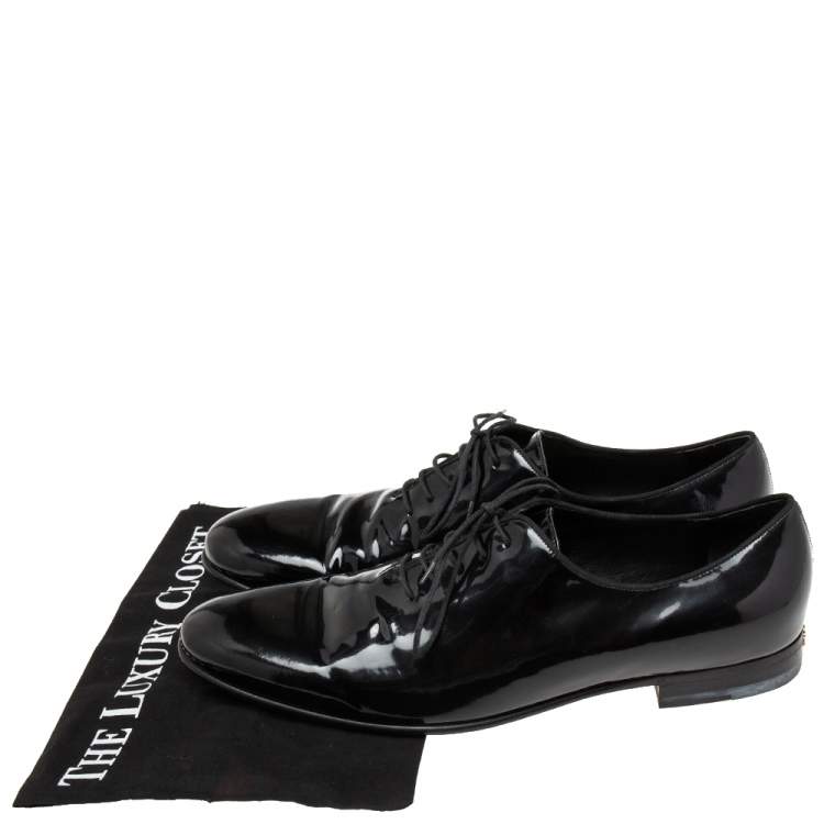 Pre Owned Gucci Black Patent  Leather Lace-up Derby Size43/5