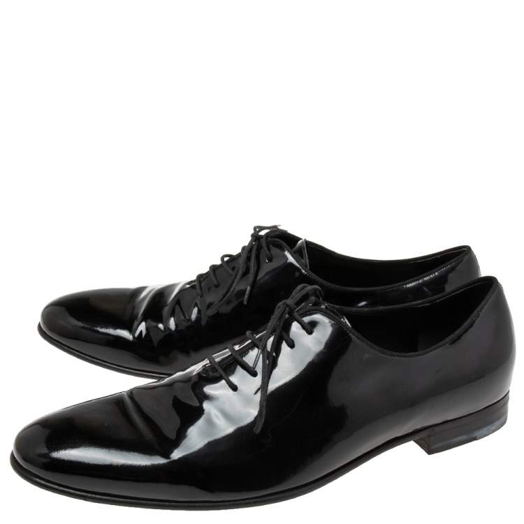 Pre Owned Gucci Black Patent  Leather Lace-up Derby Size43/5