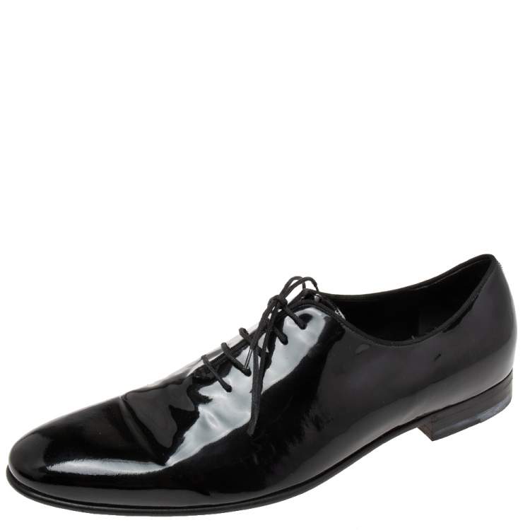 Pre Owned Gucci Black Patent  Leather Lace-up Derby Size43/5