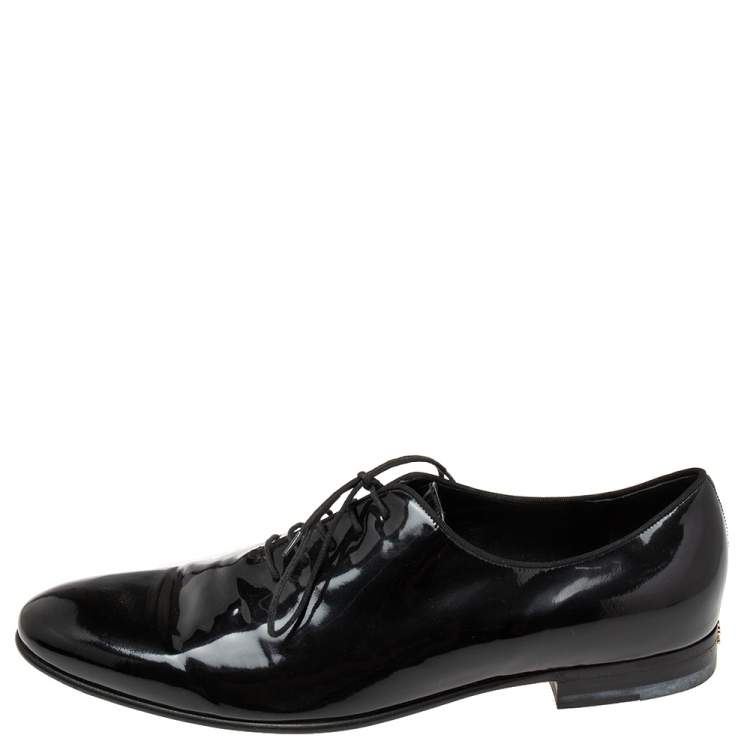 Pre Owned Gucci Black Patent  Leather Lace-up Derby Size43/5
