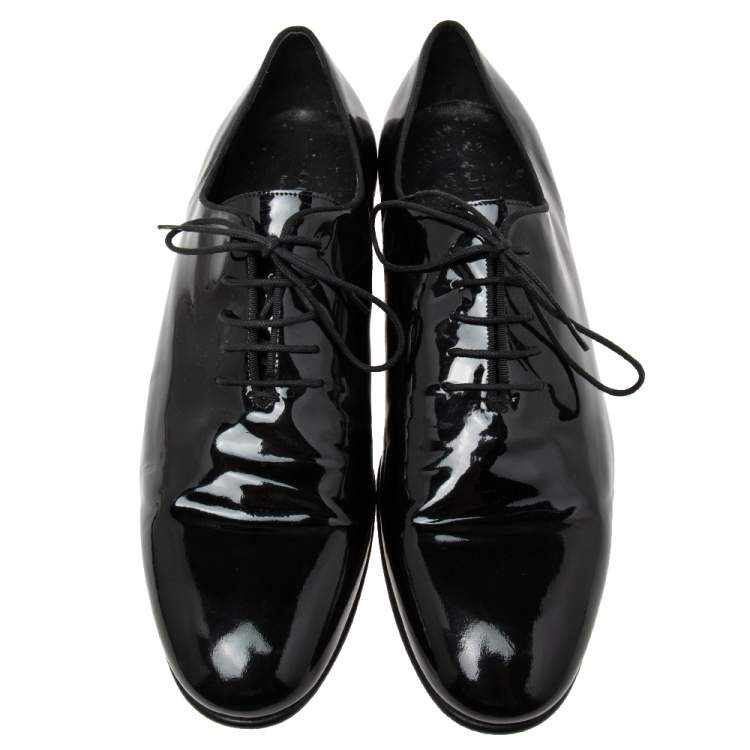 Pre Owned Gucci Black Patent  Leather Lace-up Derby Size43/5