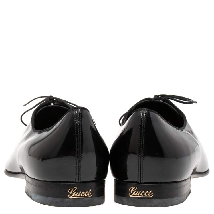 Pre Owned Gucci Black Patent  Leather Lace-up Derby Size43/5