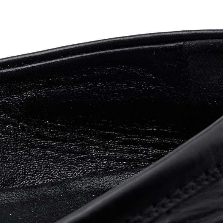 Pre Owned Gucci Black Guccissima Leather Slip On Loafers Size 43.5