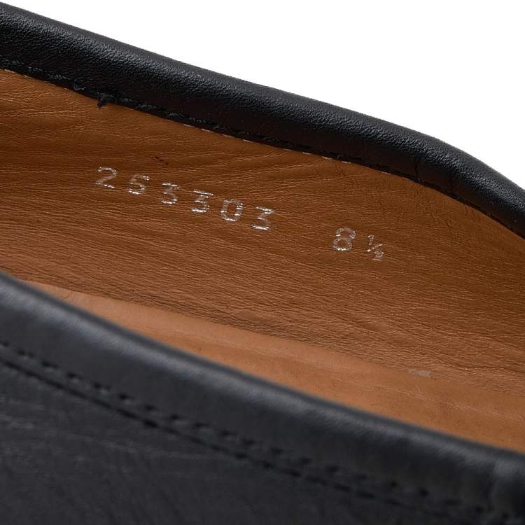 Pre Owned Gucci Black Leather Horsebit Slip On Loafers Size 42.5