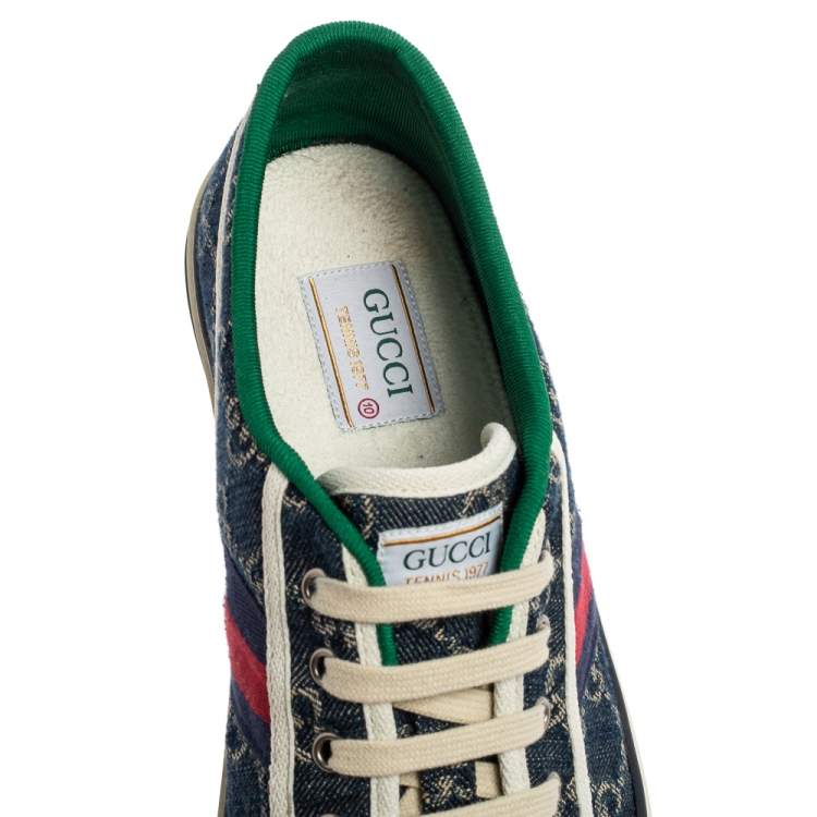 Pre Owned Gucci Blue Denim GG Web  Ace Sneakers Size 44