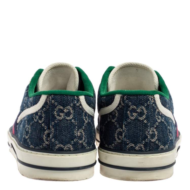 Pre Owned Gucci Blue Denim GG Web  Ace Sneakers Size 44