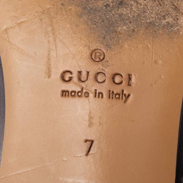 Pre Owned Gucci Black Leather GG Web Princetown Slide Mules Size 41