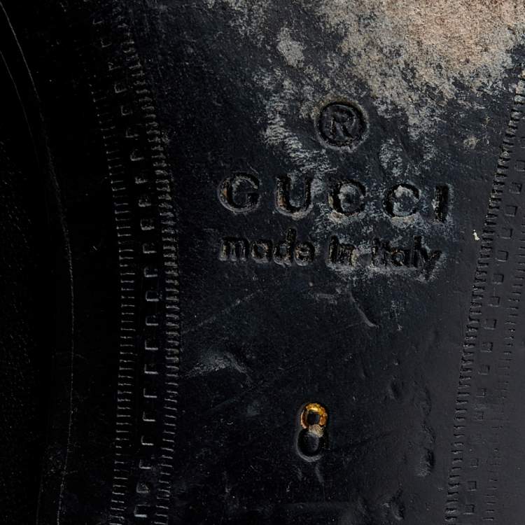 Pre Owned Gucci Black Leather Brixton Horsebit Snake Embroidered Loafers Size 42