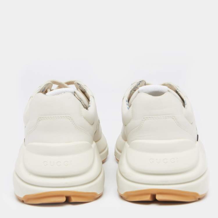 Pre Owned Gucci Off White Leather Rhyton NY Yankees Low Top Sneakers Size 41