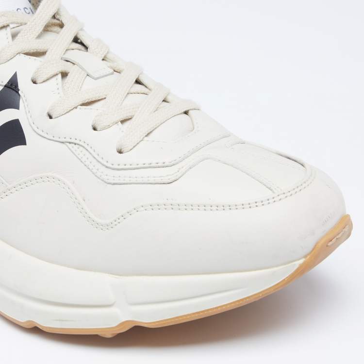 Pre Owned Gucci Off White Leather Rhyton NY Yankees Low Top Sneakers Size 41