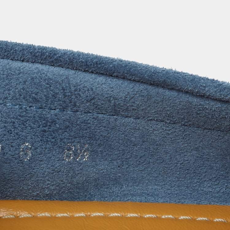 Pre Owned Gucci Blue Suede  Slip On Driving Loafers Size 42.5