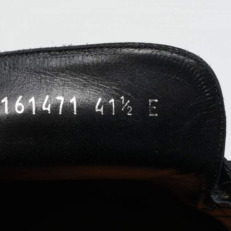 Pre Owned Gucci Black Leather Web Slip On Loafers Size 41.5