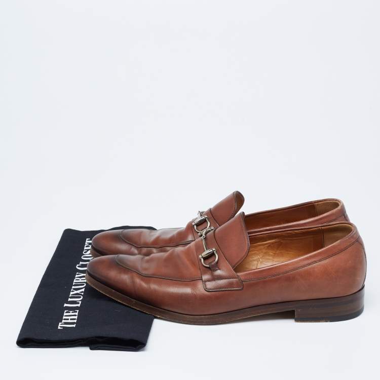 Pre Owned Gucci Brown Ombre Leather Horsebit Loafers Size 44