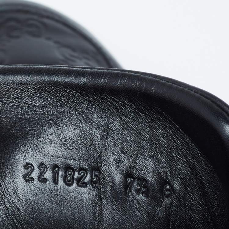 Pre Owned Gucci Black Guccissima Leather Web Detail High-Top Sneakers  Size 41.5 