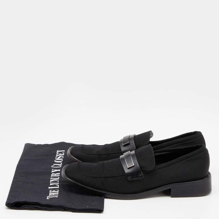 مملوكة مسبقًا Gucci Black Canvas Slip On Loafers Size 37.5