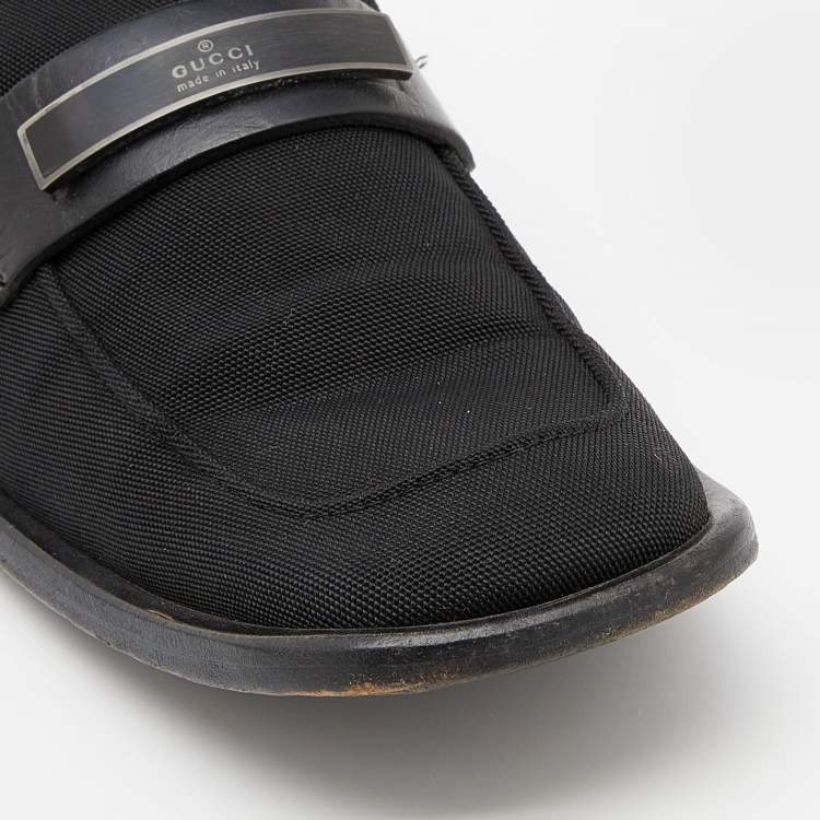 مملوكة مسبقًا Gucci Black Canvas Slip On Loafers Size 37.5