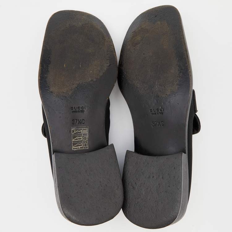 مملوكة مسبقًا Gucci Black Canvas Slip On Loafers Size 37.5
