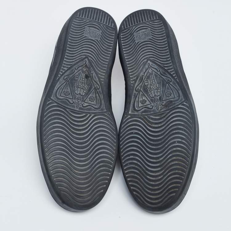 Pre Owned Gucci Black Leather And Python Embossed  Ace Sneakers Size 43.5