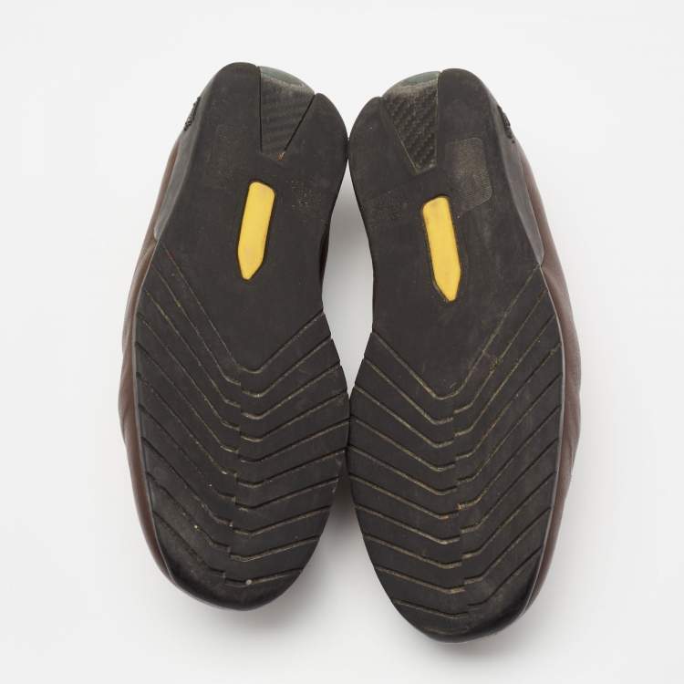 Pre Owned Gucci Brown Guccissima Leather GG Slip On Loafers Size 43.5
