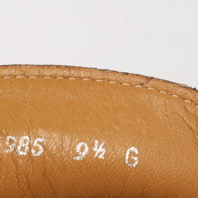 Pre Owned Gucci Brown Guccissima Leather GG Slip On Loafers Size 43.5