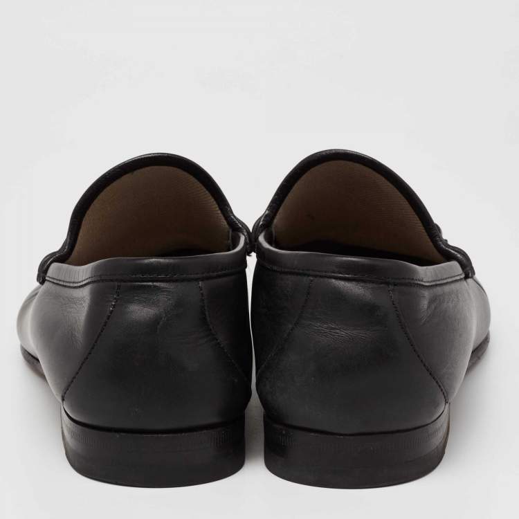 Pre Owned Gucci Black Leather 1953 Horsebit Loafers Size 42.5
