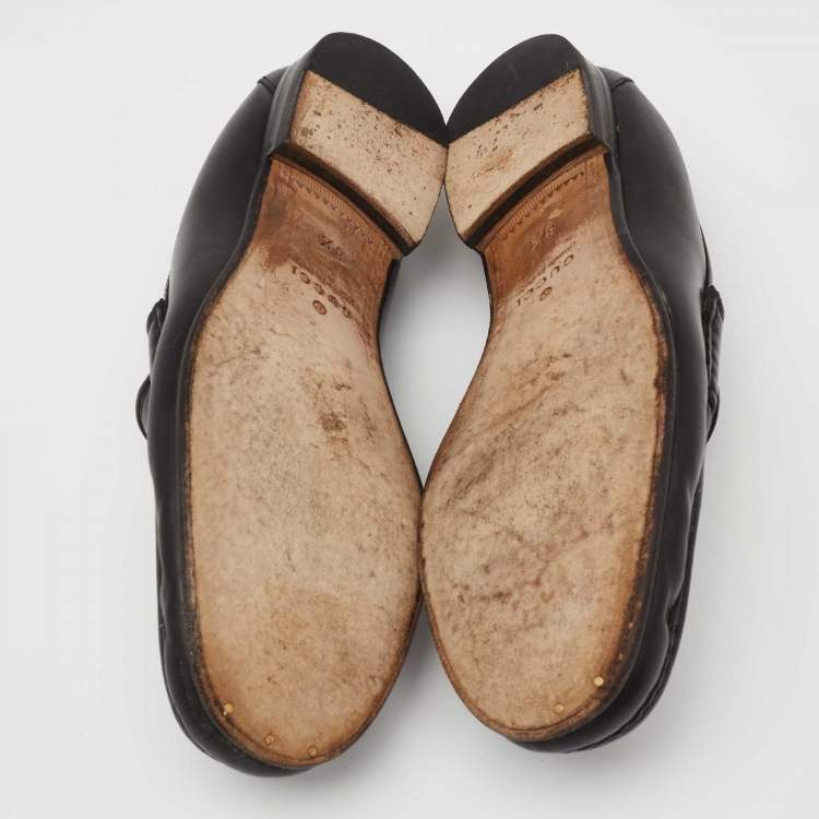 Pre Owned Gucci Black Leather 1953 Horsebit Loafers Size 42.5