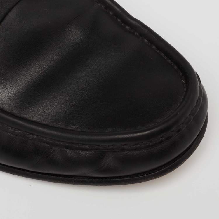 Pre Owned Gucci Black Leather 1953 Horsebit Loafers Size 42.5