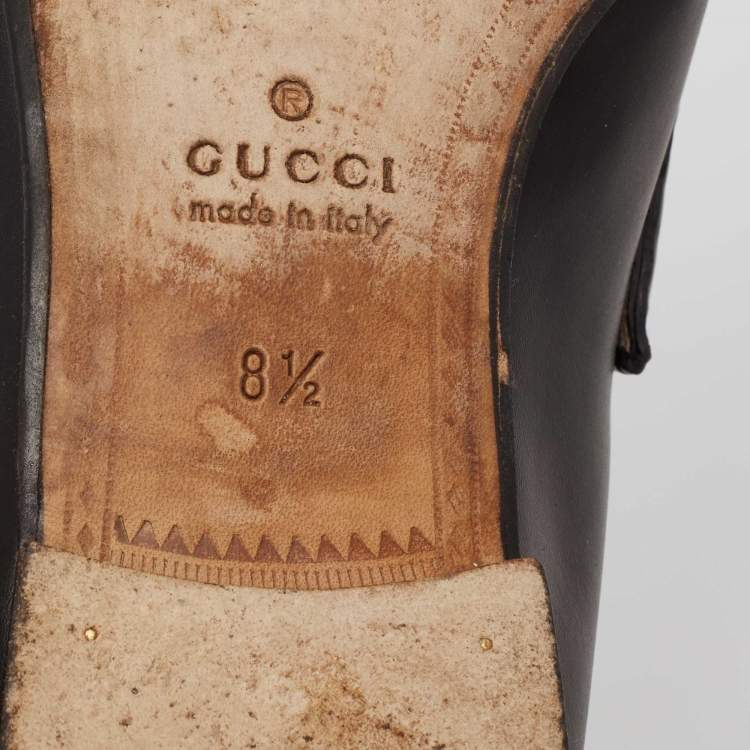 Pre Owned Gucci Black Leather 1953 Horsebit Loafers Size 42.5
