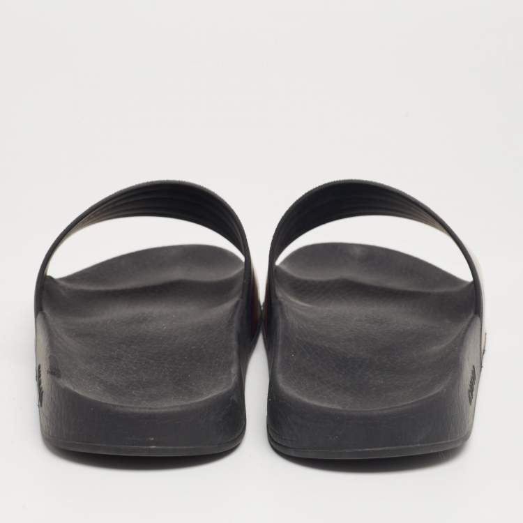 Pre Owned Gucci Multicolor Rubber Web Flat Slides Size 43