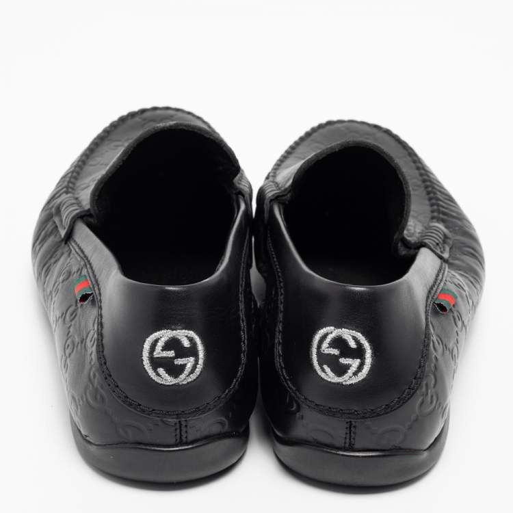 Pre Owned Gucci Black Guccissima Leather Interlocking G Penny Loafers Size 41